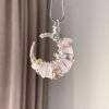 Crystal design, gemstone necklace, winding pendant, moon collarbone, sweater chain