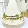 "Rotten grass is firefly"Green olive stone yellow crystal hand woven rope
