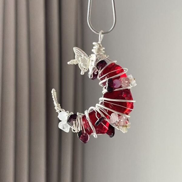 44f95e42f489b3ef00b47e931f5f353e Crystal design, gemstone necklace, winding pendant, moon collarbone, sweater chain