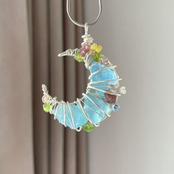 5e2dd7e01156e6198434bbb2d63821f1 Crystal design, gemstone necklace, winding pendant, moon collarbone, sweater chain