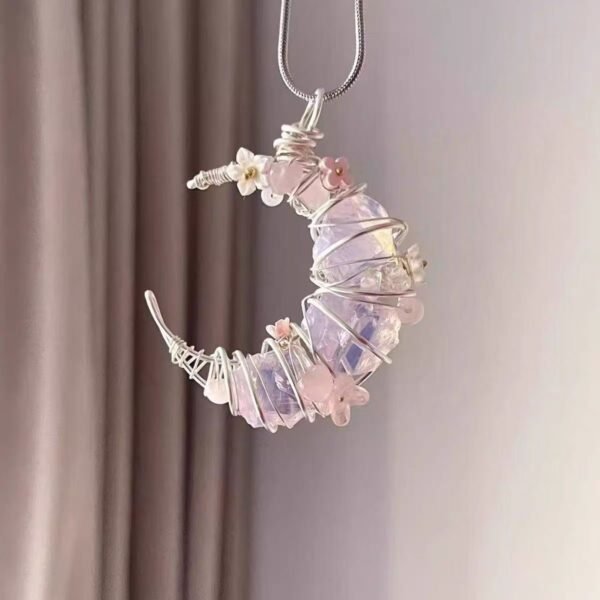 623675c31717cf225e01c1006f59a381 Crystal design, gemstone necklace, winding pendant, moon collarbone, sweater chain