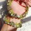Small floral hand woven DIY bracelet, olive green bracelet, hand string, gift for girls on holidays