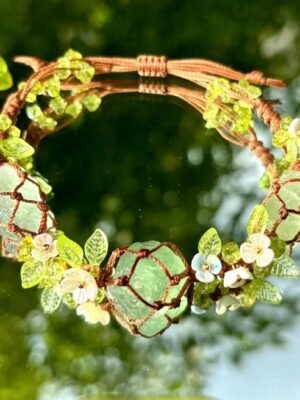 Small floral hand woven DIY bracelet, olive green bracelet, hand string, gift for girls on holidays