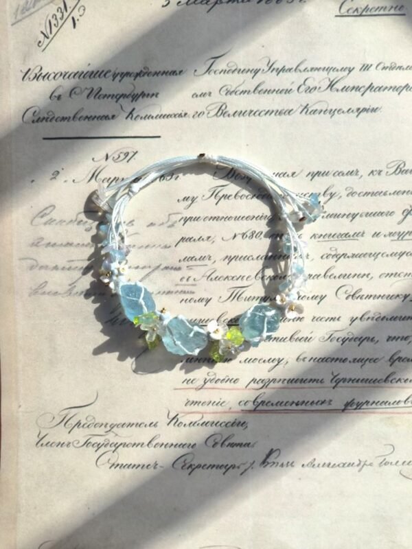 Natural crystal sea blue treasure woven design bracelet