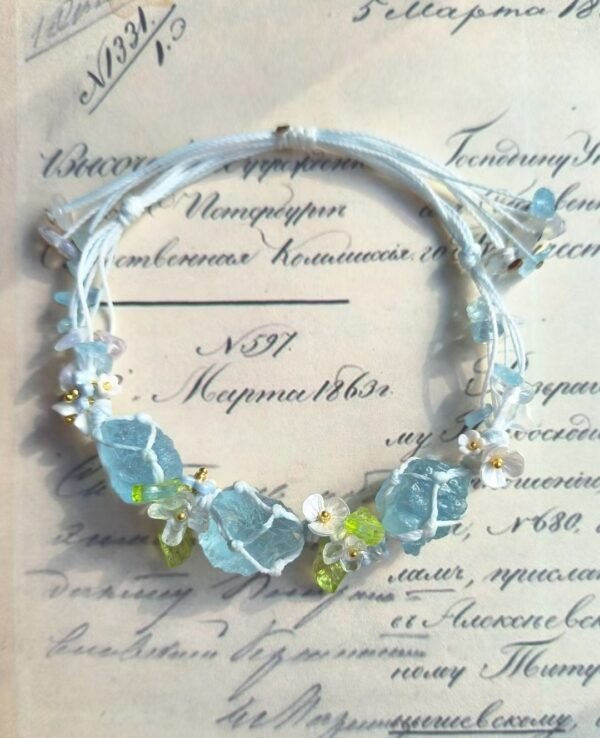 Natural crystal sea blue treasure woven design bracelet