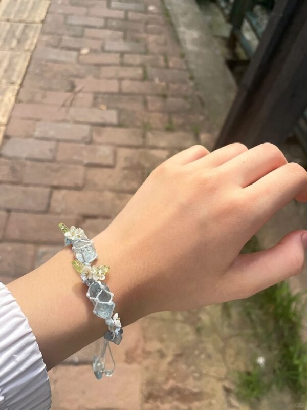 Natural crystal sea blue treasure woven design bracelet