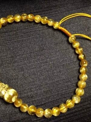 New natural cat eye titanium crystal round bead Pixiu handmade bracelet bracelet bracelet original design crystal jewelry couple gift