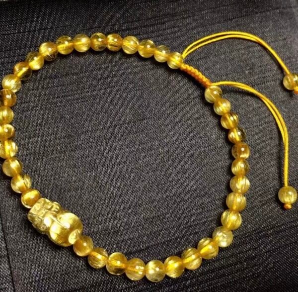 New natural cat eye titanium crystal round bead Pixiu handmade bracelet bracelet bracelet original design crystal jewelry couple gift