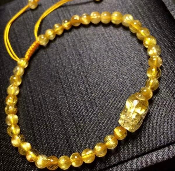 New natural cat eye titanium crystal round bead Pixiu handmade bracelet bracelet bracelet original design crystal jewelry couple gift
