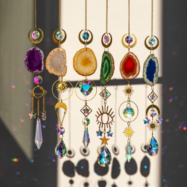 Suncatcher Original Stone Agate Lighting Pendant Crystal Sun Catcher Prism Ball Decoration Manufacturing Rainbow