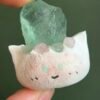 Green Fluorite Lovely crystal ornaments handmade from clay and natural crystals