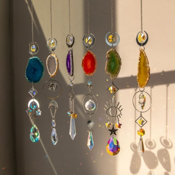 Suncatcher Original Stone Agate Lighting Pendant Crystal Sun Catcher Prism Ball Decoration Manufacturing Rainbow
