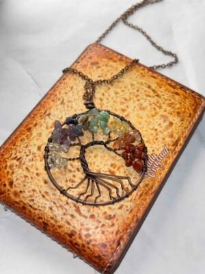 Colorful crystal life tree dream net pendant necklace