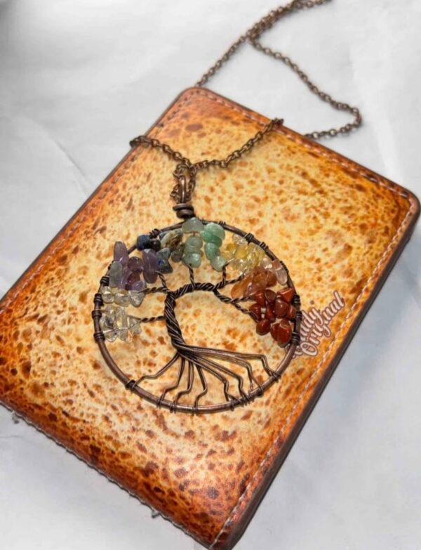 Colorful crystal life tree dream net pendant necklace