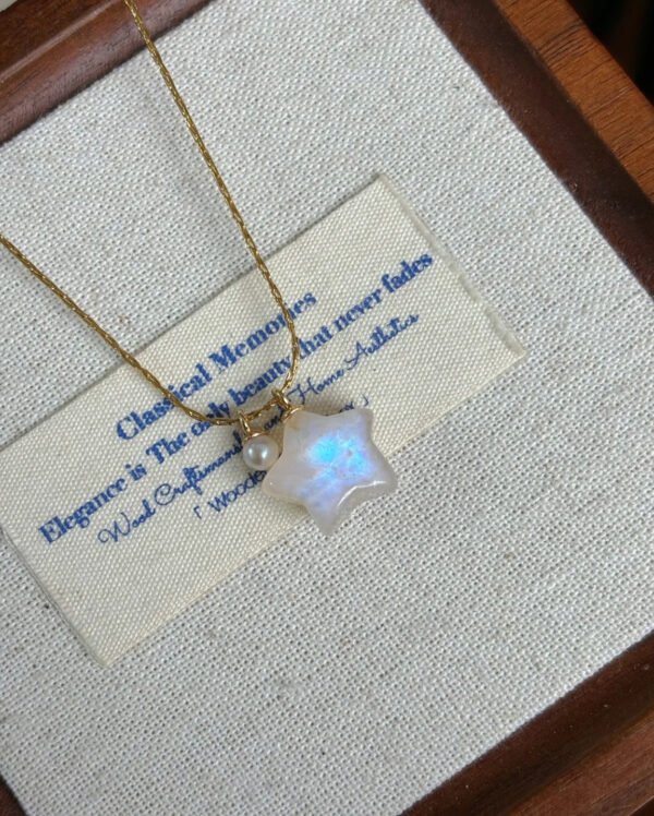 Hand-made glowing little star blue moonlight necklace