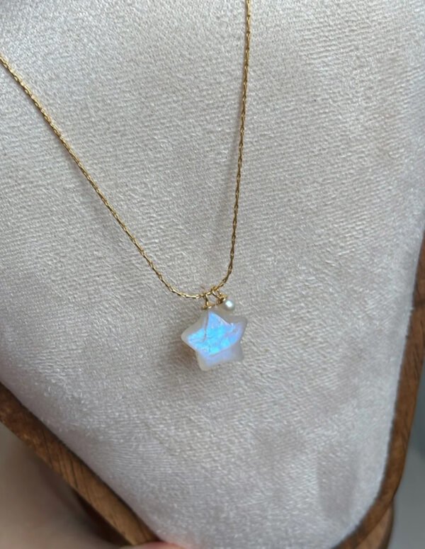 Hand-made glowing little star blue moonlight necklace