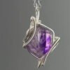 Amethyst double pointed metal wound necklace