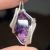 Amethyst double pointed metal wound necklace