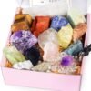 Seven color crystal raw stone set, seven color gemstone gift box set