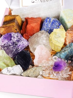 Seven color crystal raw stone set, seven color gemstone gift box set