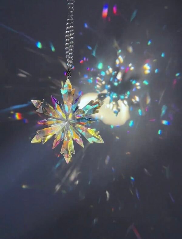 Double layered snowflake crystal captures sunlight
